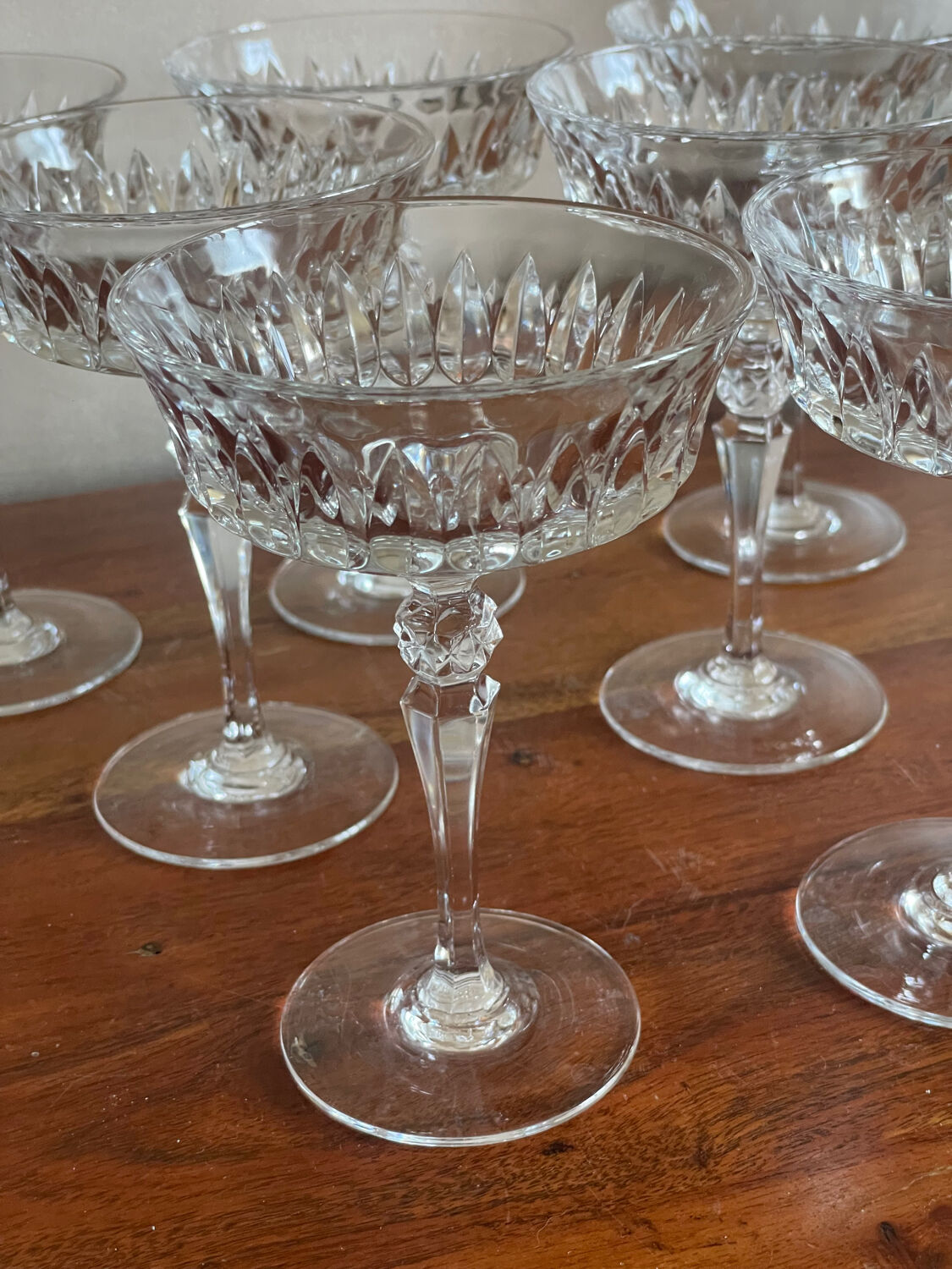 7 crystal champagne coupes from Arques