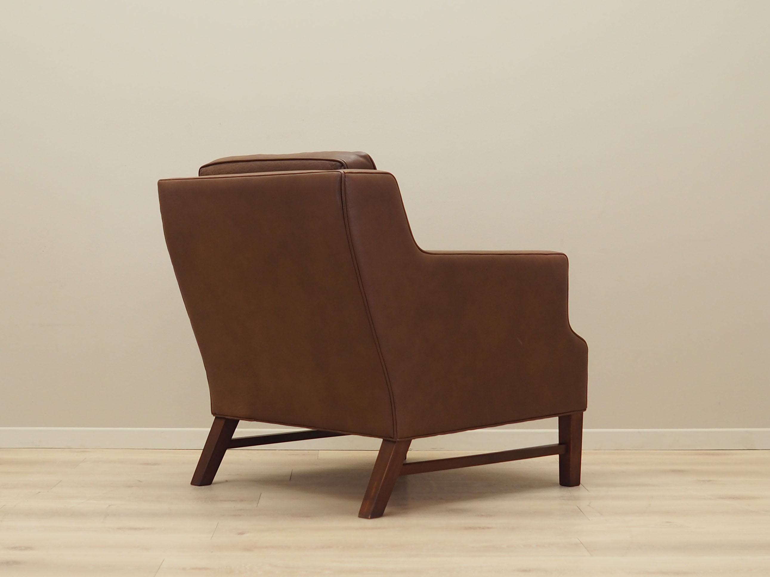 Brown leather armchair, Danish design, 1960s, production: Denmark