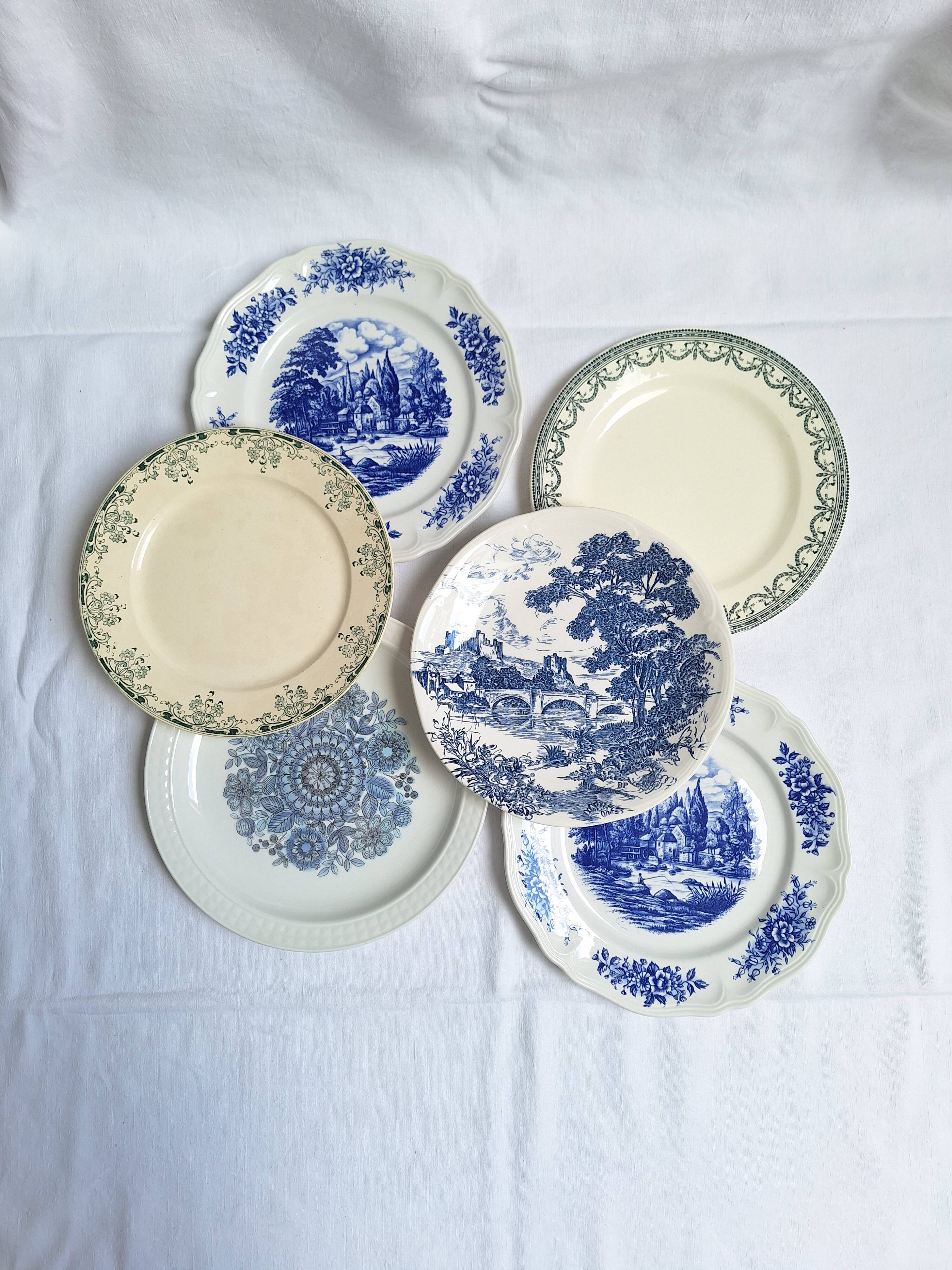 Vintage blue green dinner plates