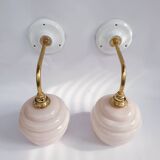 Swan neck and glass globe wall lights