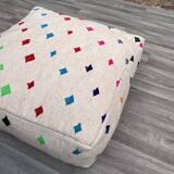 Moroccan Berber Azilal Kilim Pouf - 100% Wool and Cotton - Handwoven Floor Cushion