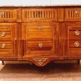 Commode Louis XVI en marqueterie de bois de placage XIX siècle