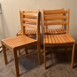 Set of 4 solid beech chairs