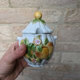 Ancien sucrier en céramique motif fruits jaunes