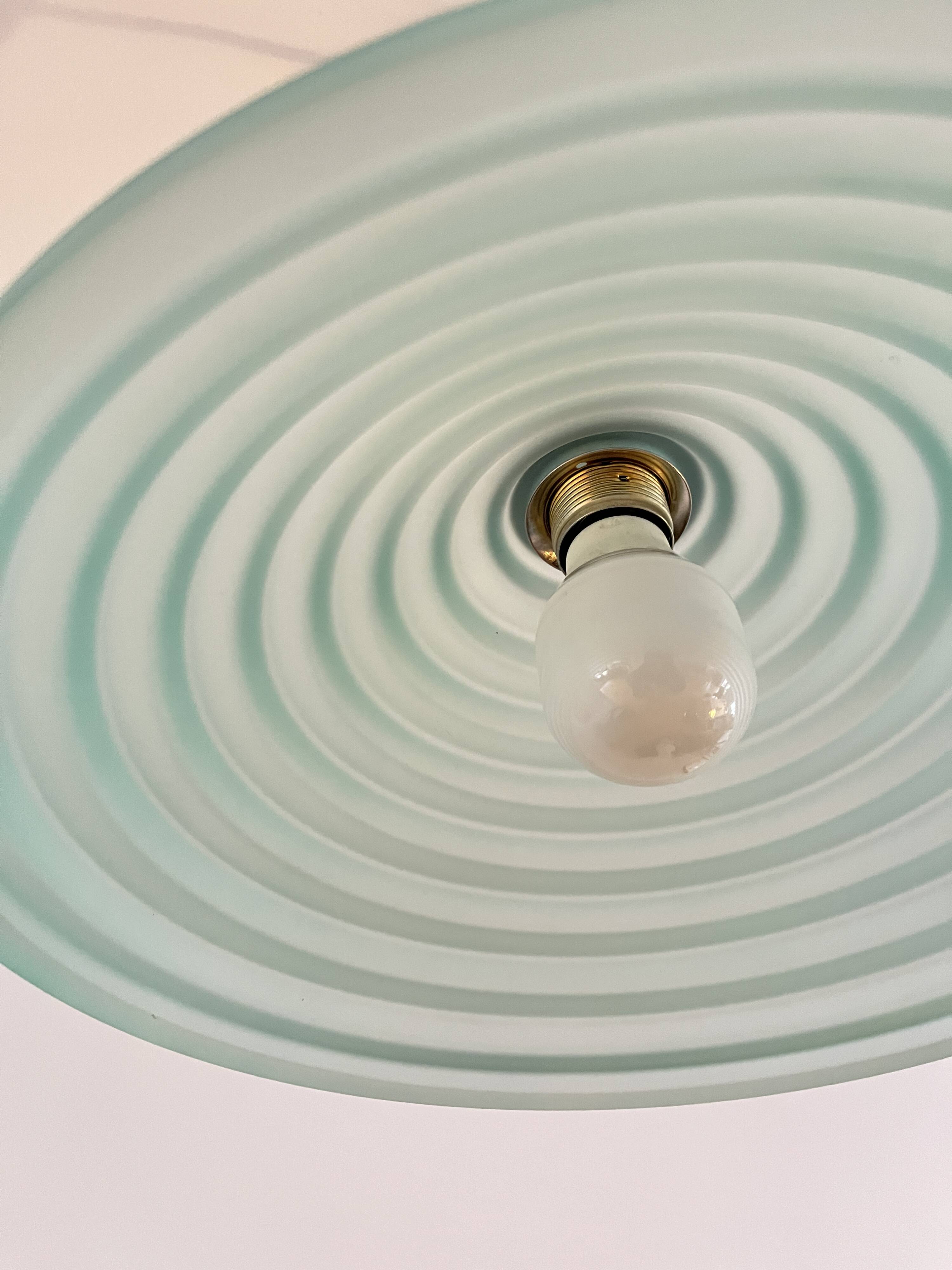 Vintage Aqua Green Honeycomb Glass Ceiling Lamp, 1980s Postmodern lamp