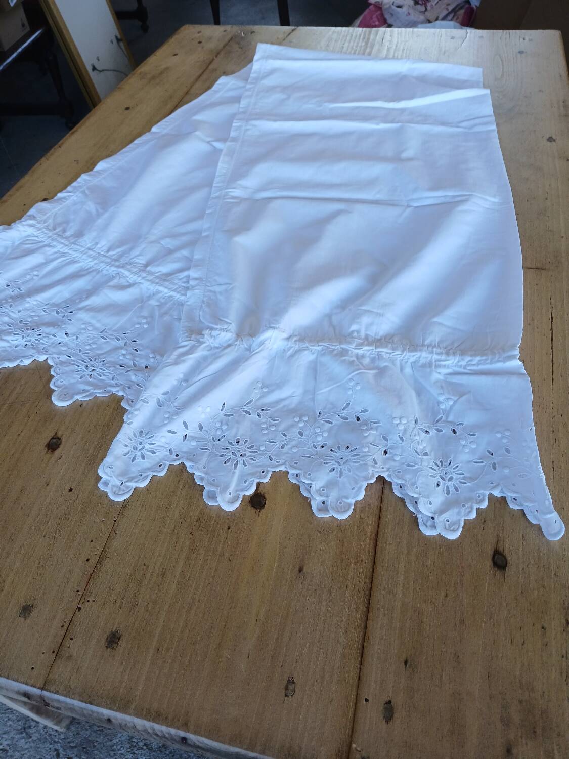 Antique ruffled bolster case