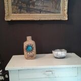 Bottle vase. ceramic enamelled with a flower. Mid-20th. Ht 21.5 cm
