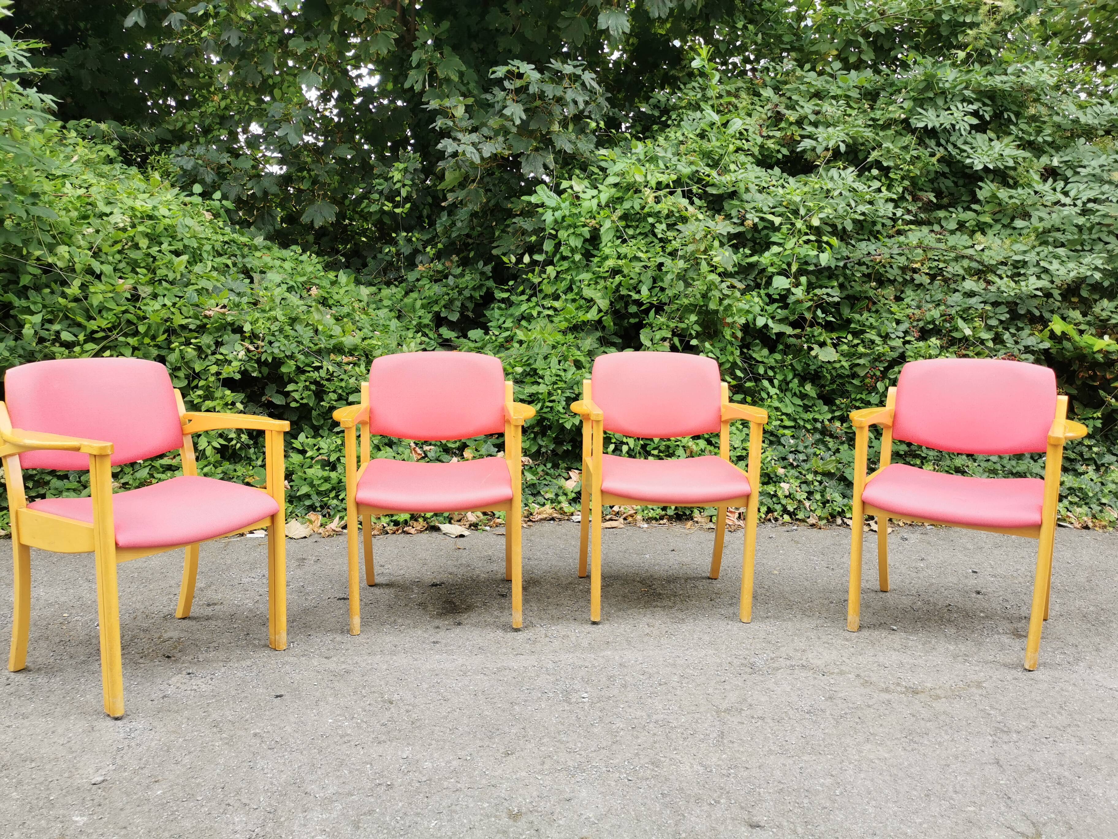 Series of 4 vintage armchairs 70s-80s