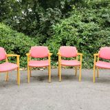 Series of 4 vintage armchairs 70s-80s