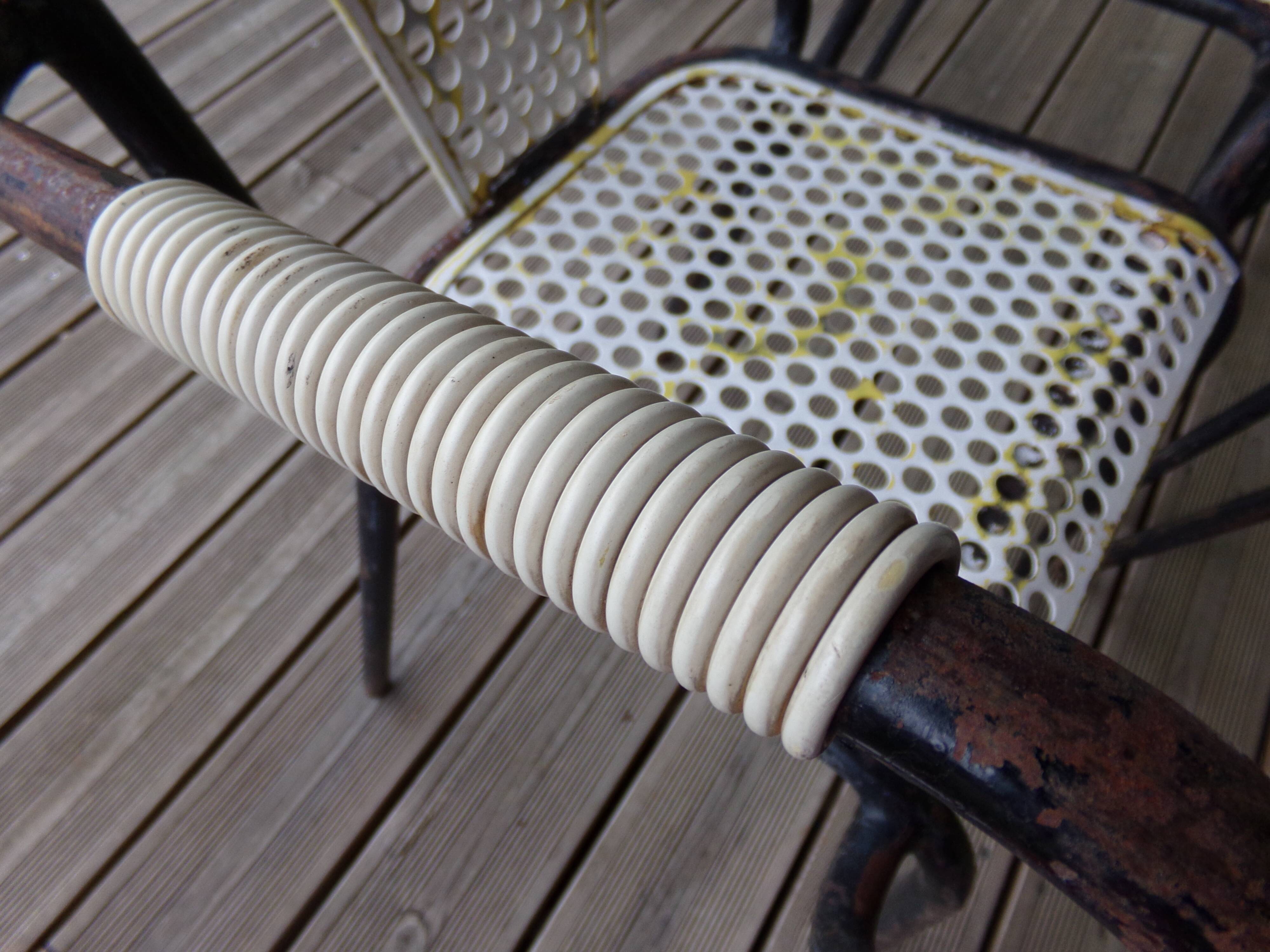4 armchairs chairs Seducta perforated steel 50s by René Malaval