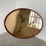 Red lacquered console and its mirror from the 80s