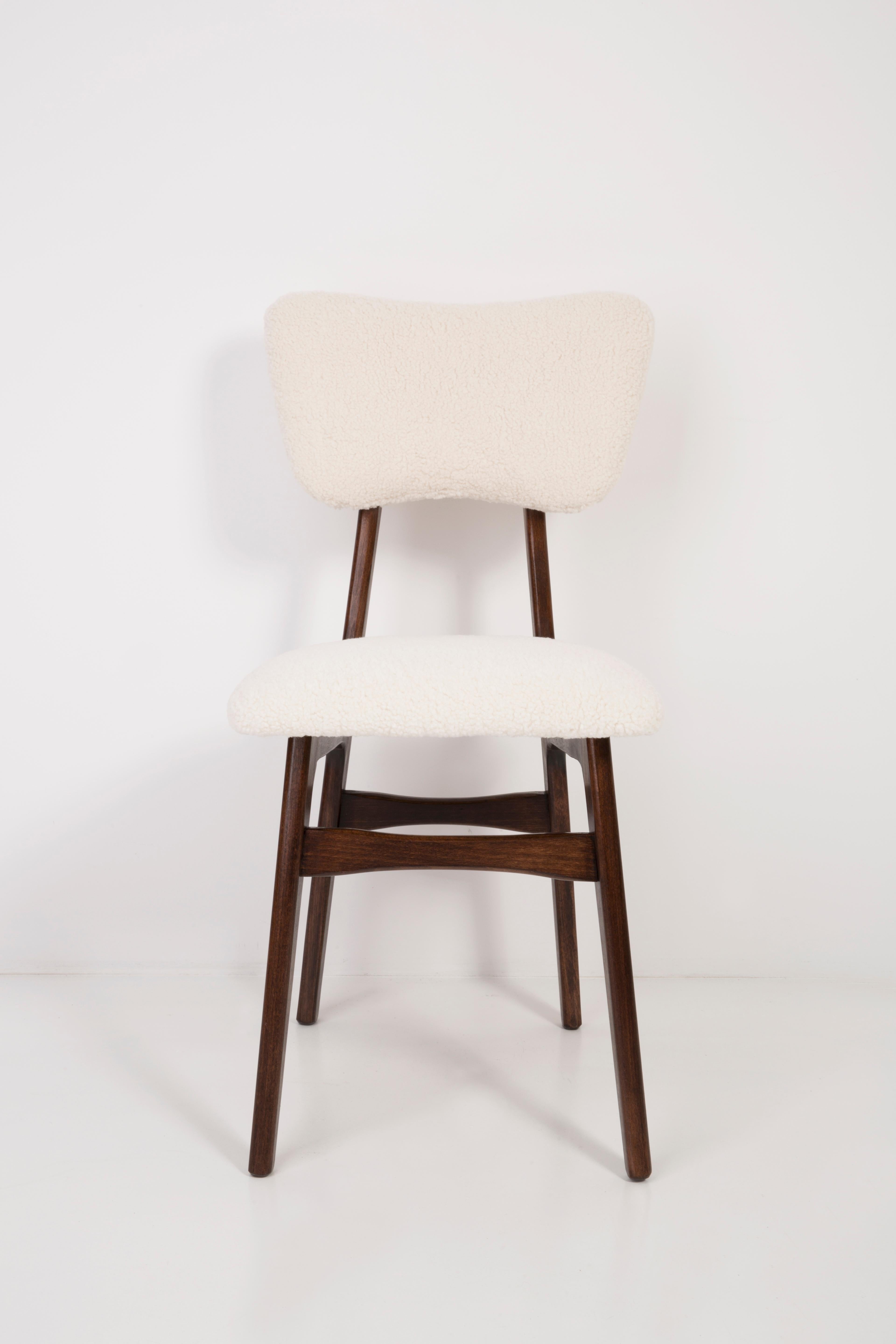 Mid-century modern chair in light cream boucle, 1960s