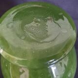 Biot vase in mouth-blown glass, with bubbles, grass green color