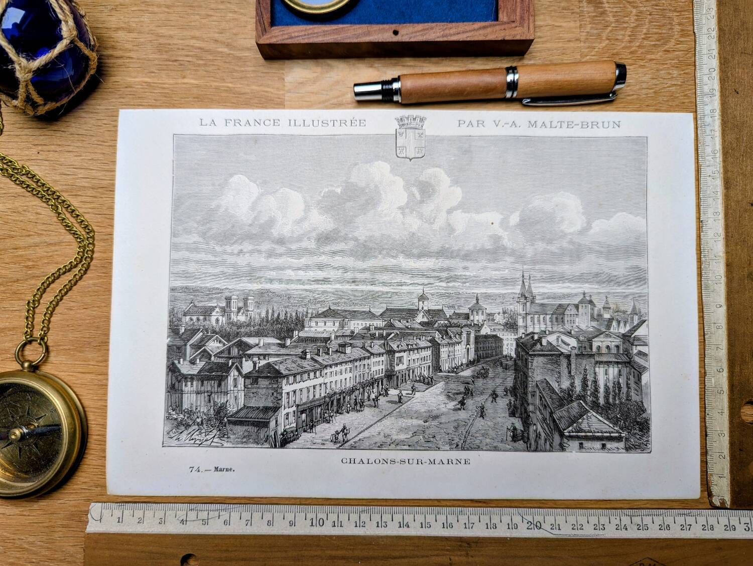 Châlons-en-Champagne, vintage engraving, printed in 1883.
