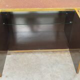 Sideboard shelf design 70 Michel Pignères amboyna burl chrome brass