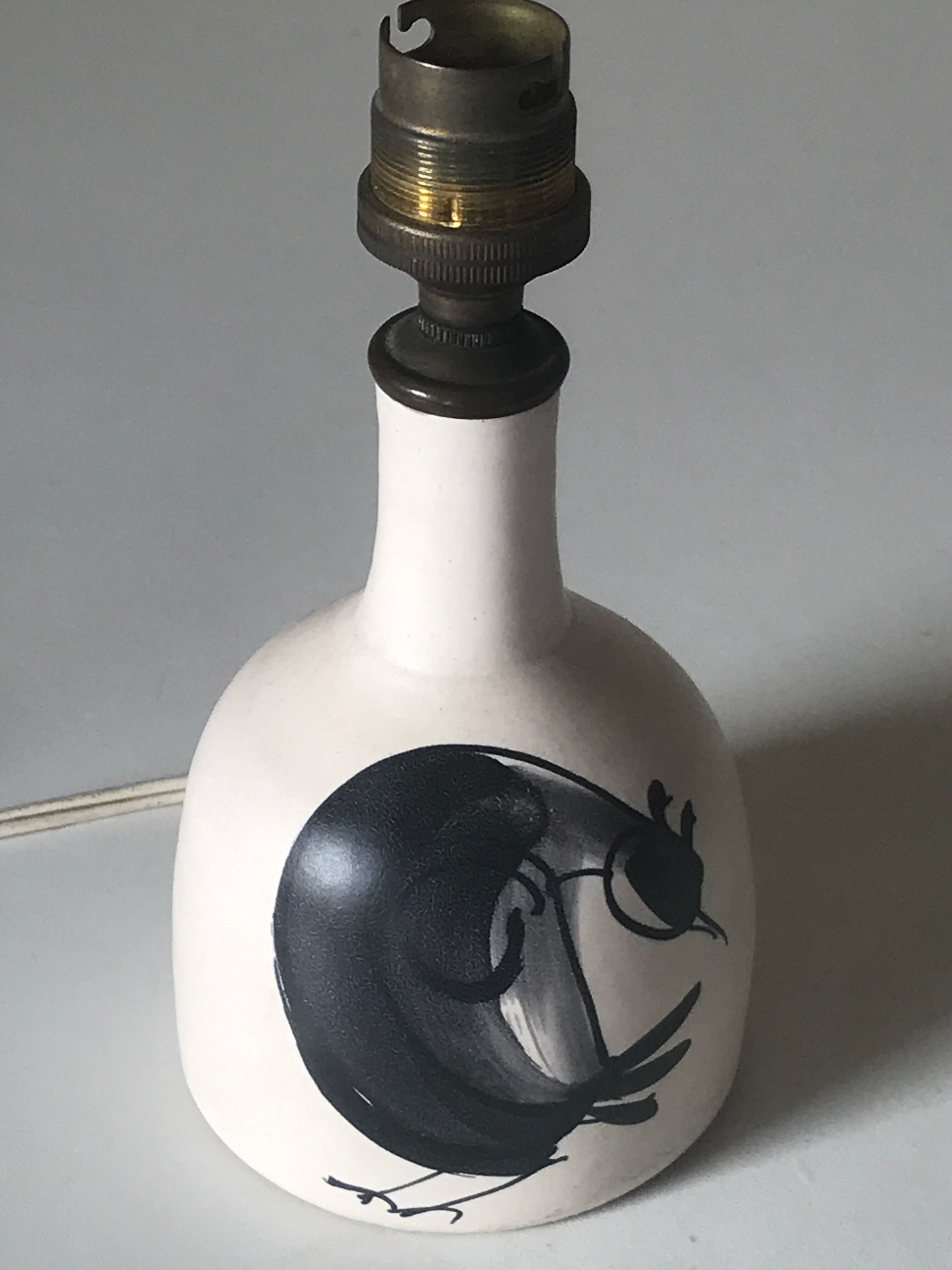 Ceramic lamp foot signed vintage 50 years