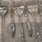 12 silver-plated cake forks, Ercuis goldsmith, Russian handle