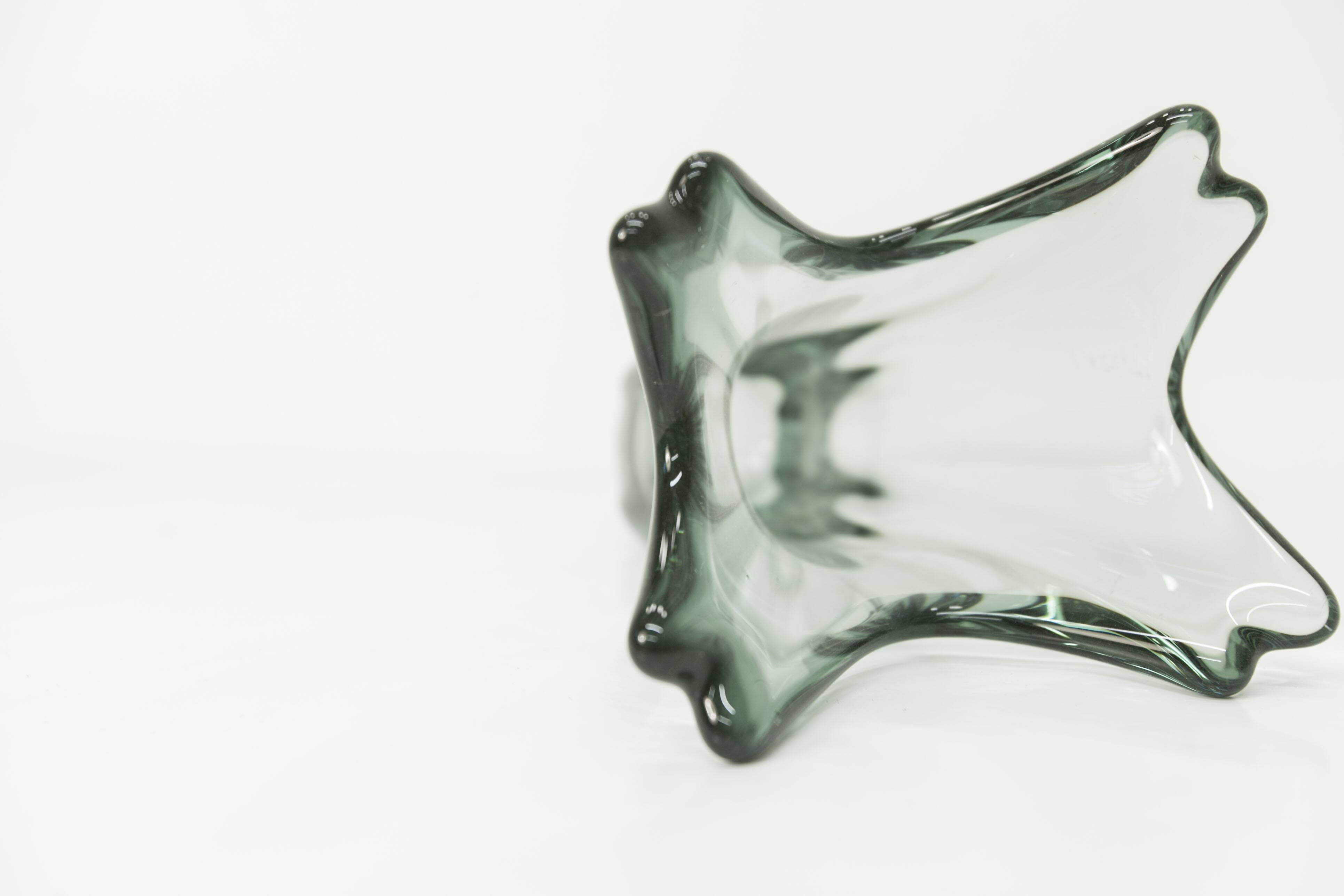 Transparent green Murano glass vase 1960