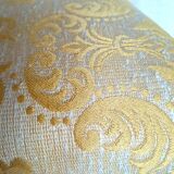 Piano stool in gold wood, Empire style, 19th century upholstery restoration