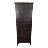Multi-drawer cabinet with antique patina
