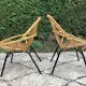 Pair of children's armchairs in rattan from the 1960s.