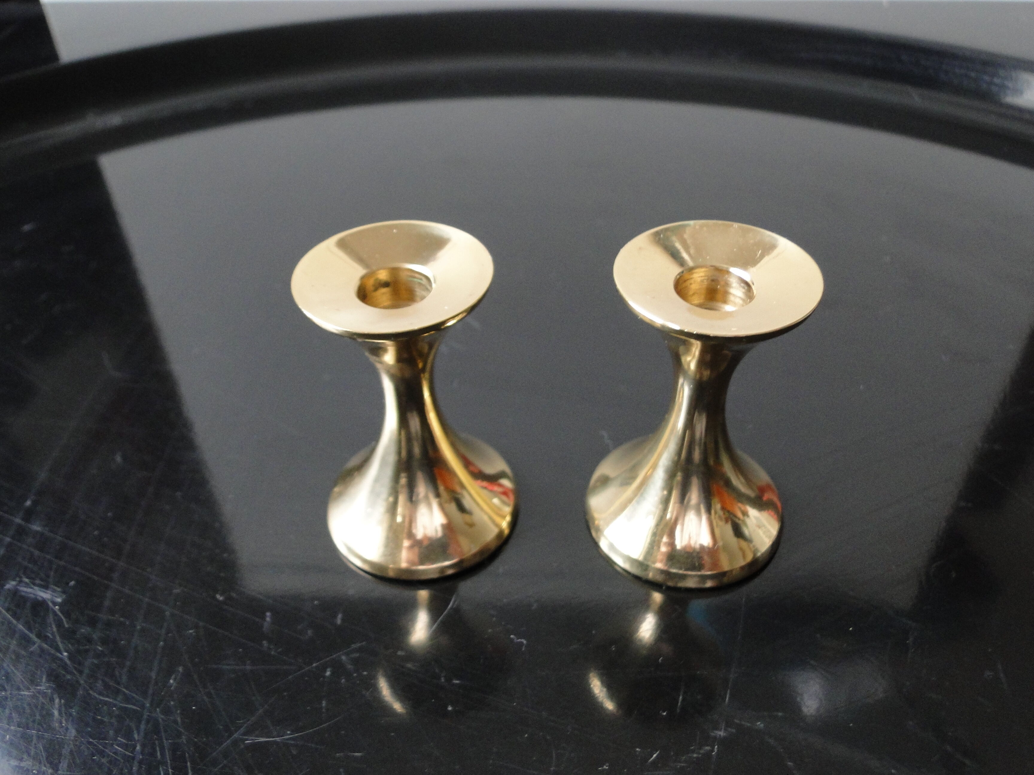 Pair of vintage Scandinavian brass candlesticks