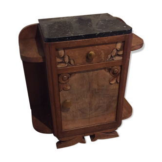Art deco oak and marble bedside