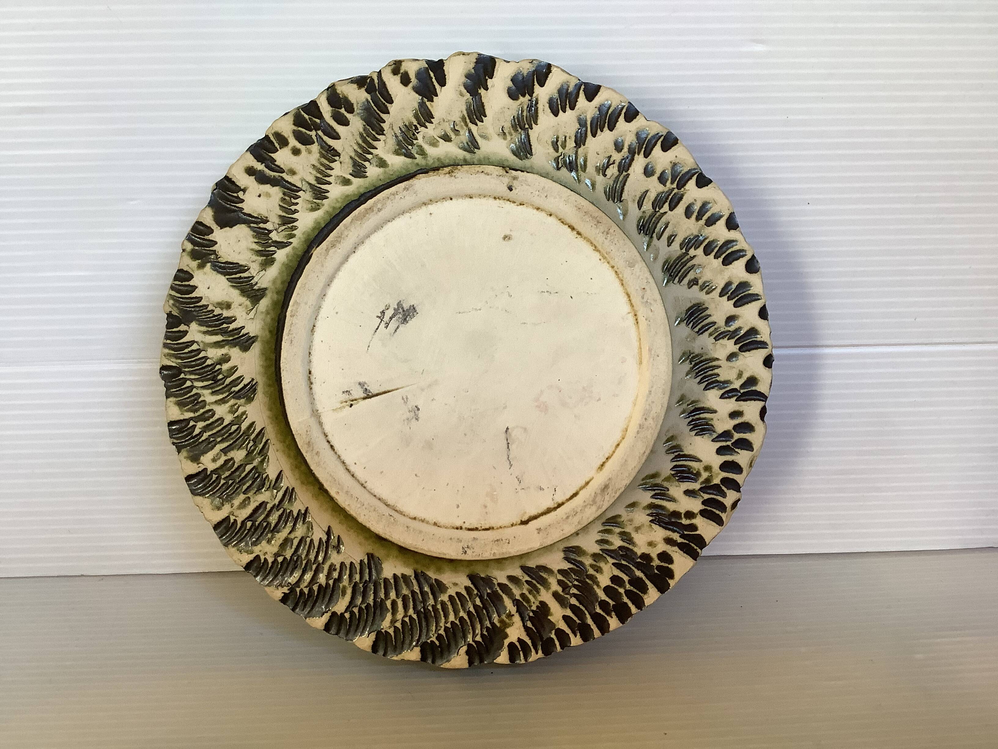 Green ceramic candle holder