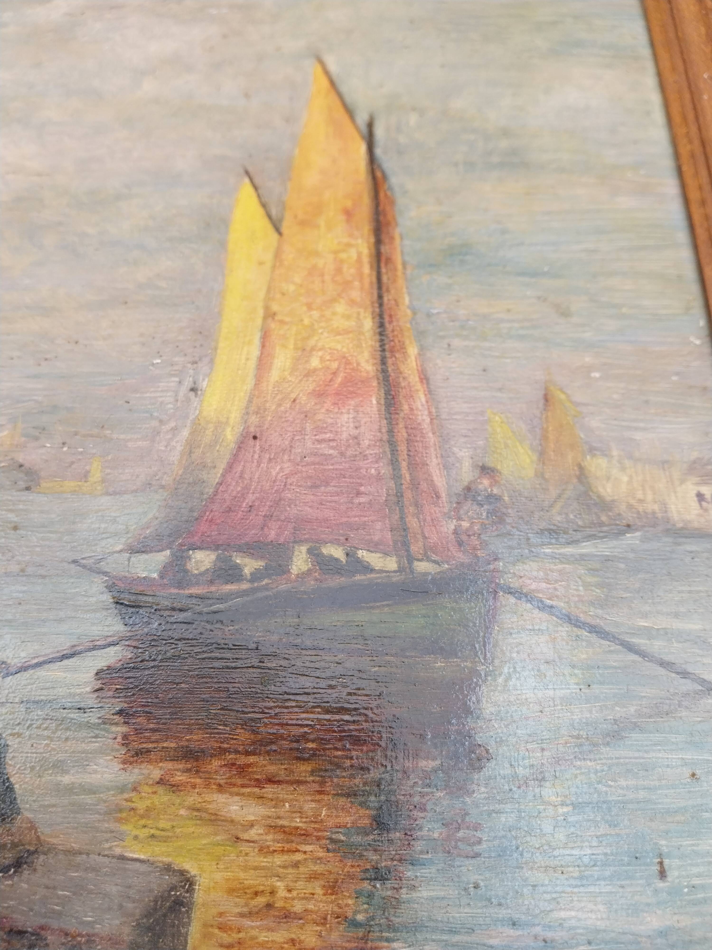 Marine painting oil on hardboard unsigned