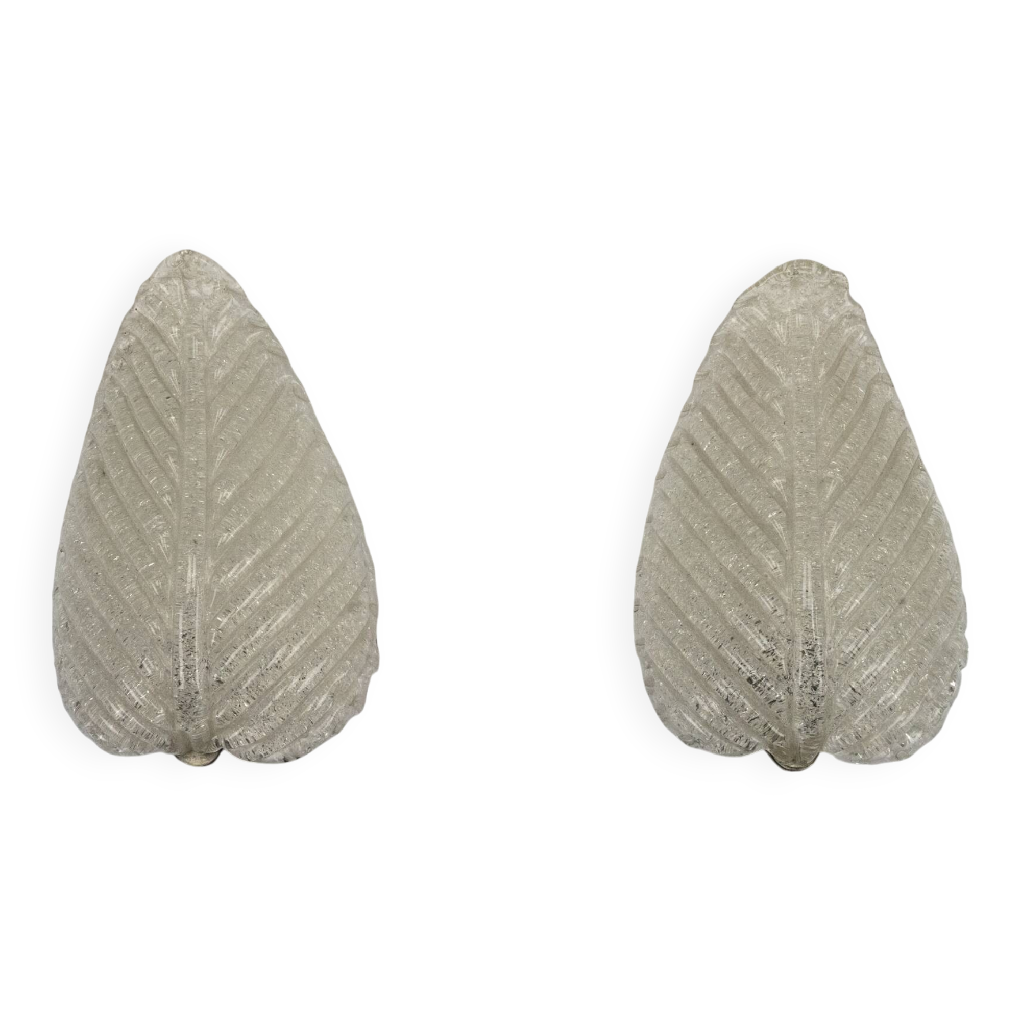 Pair of wall lamps by Ercole Barovier in Rugiadoso Murano glass, Italy 1950