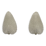 Pair of wall lamps by Ercole Barovier in Rugiadoso Murano glass, Italy 1950