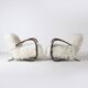Pair of Jindrich Halabala H 269 lounge chairs in mongolian sheepskin