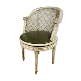 19th-century Office Chair In Wood and Canning Style Louis XVI