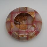 vintage onyx checkerboard round ashtray
