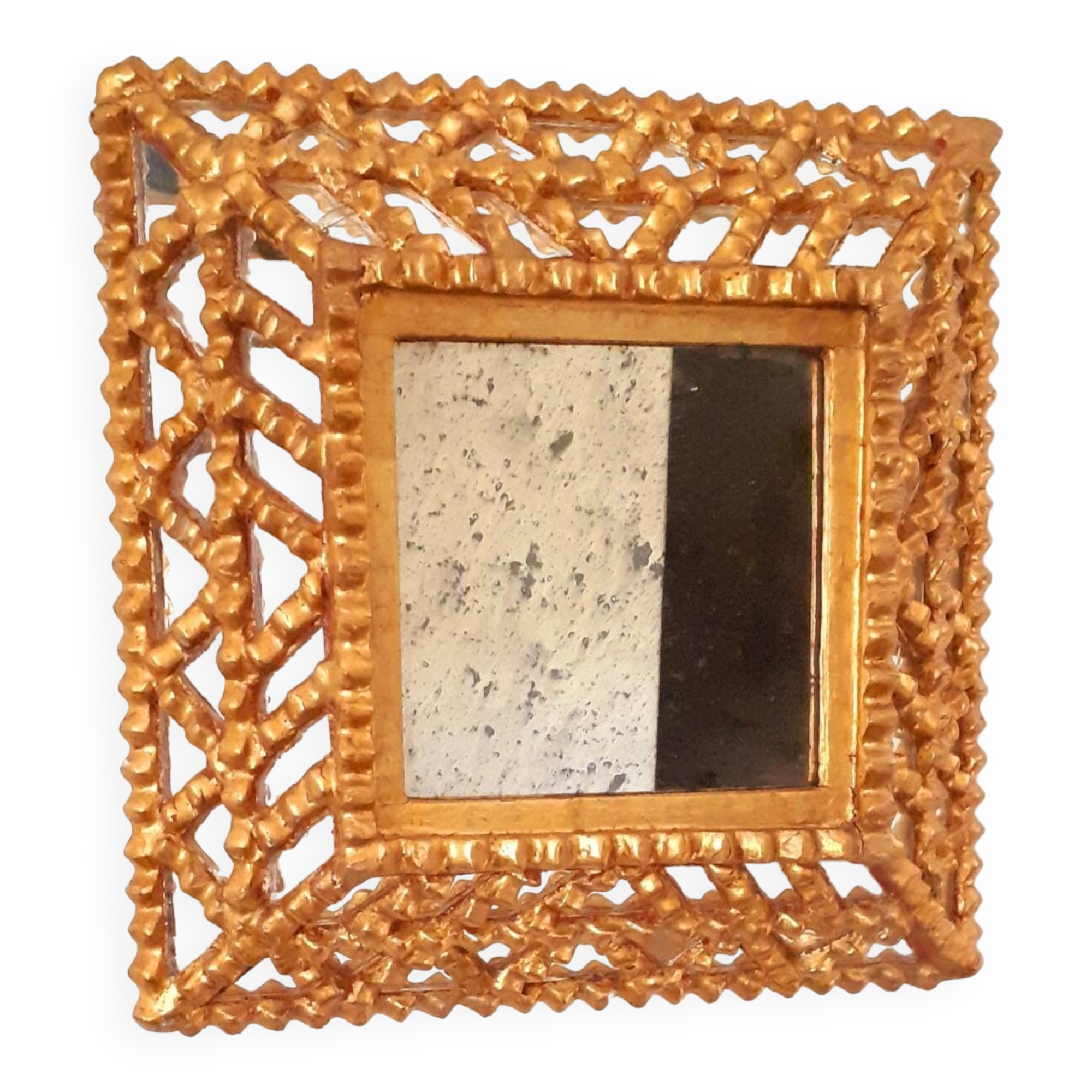 Vintage gilded mirror with glazing beads