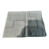 Old linen rectangular tablecloth embroidered hemp canvas 104 x 153 cm