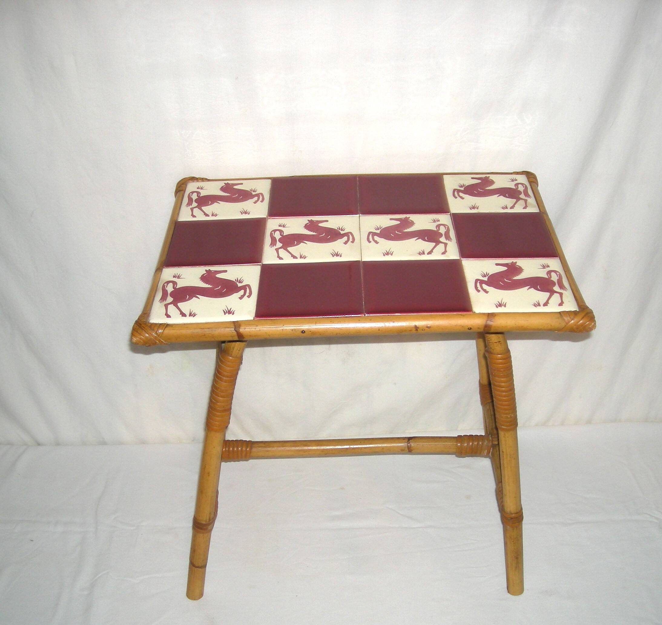 Bamboo-rattan coffee table from the 50s
