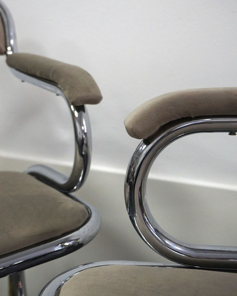 Paire de chaises space age en acier courbé, années 70