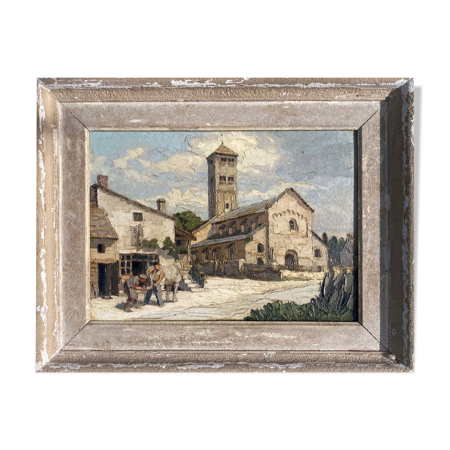 Old Painting Church of Chapaize (Saône-et-Loire) Farrier HSP signed