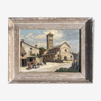 Old Painting Church of Chapaize (Saône-et-Loire) Farrier HSP signed