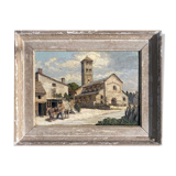 Ancien Tableau Eglise de Chapaize (Saône-et-Loire) Maréchal ferrant HSP signé