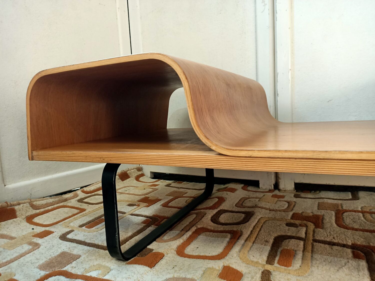 Curved wooden coffee table