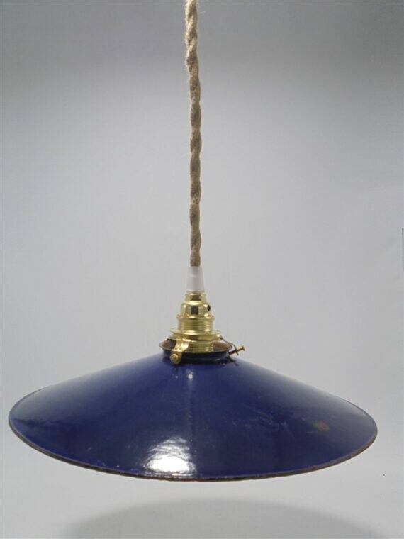 Suspension en tôle émaillée bleue