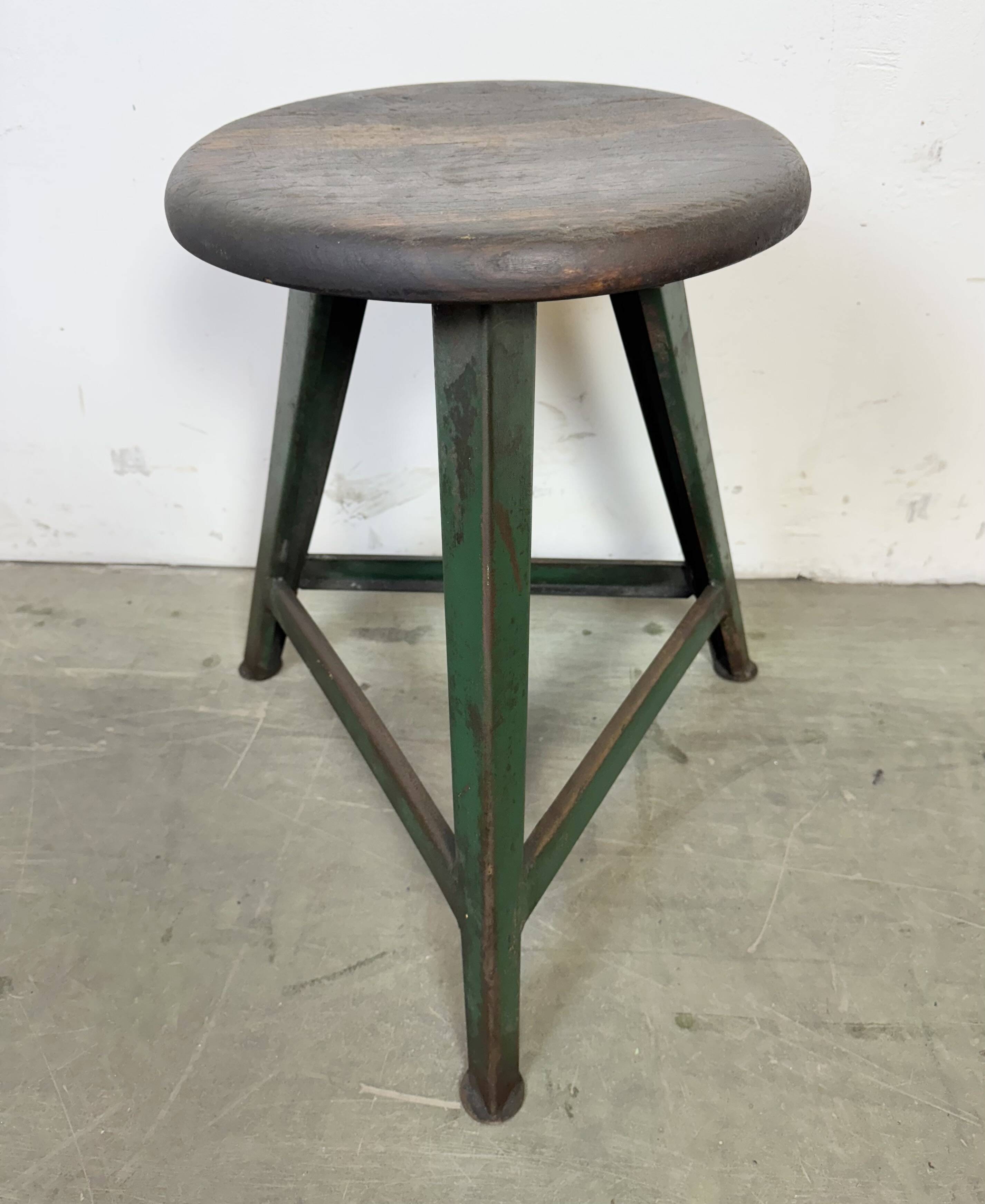 Dark Green Industrial Workshop Stool from Drupol, 1960s
