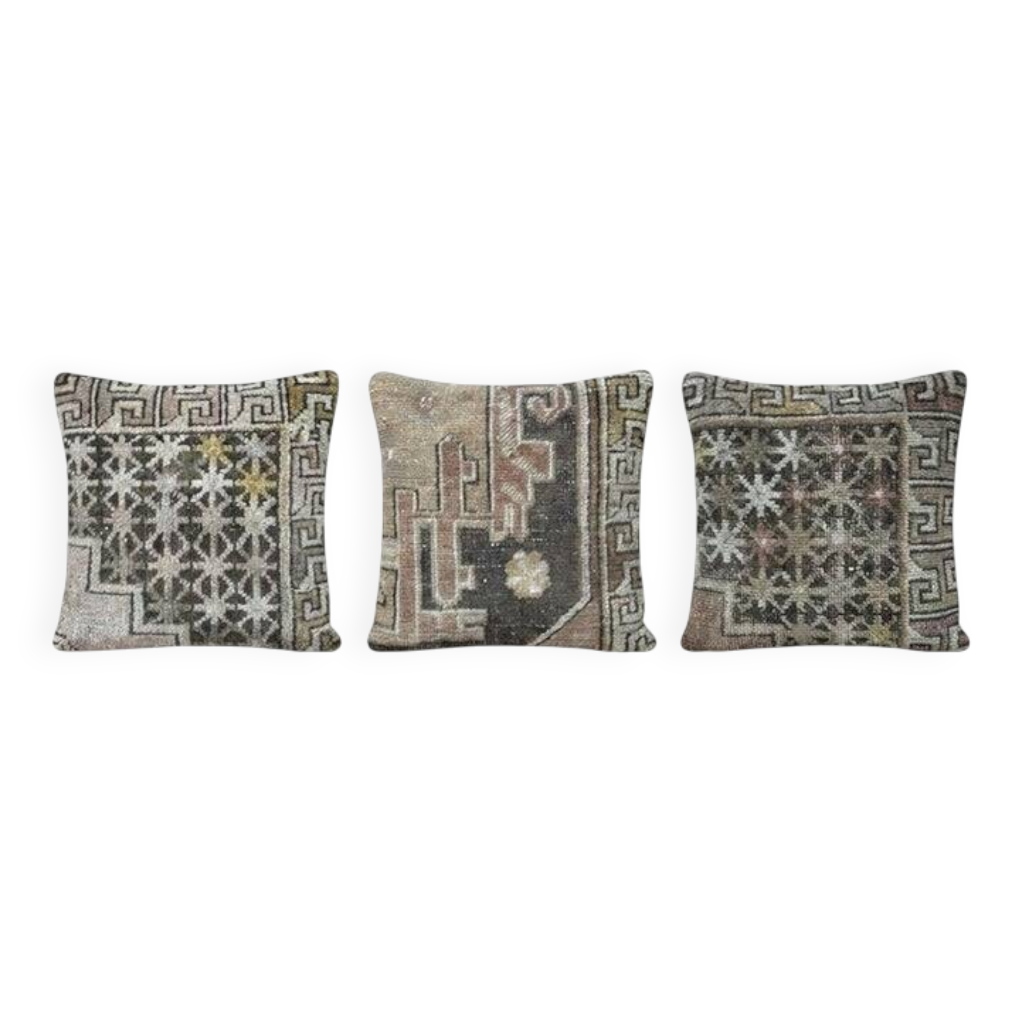 Lot de 3 housses de coussin turque vintage 51x51 cm