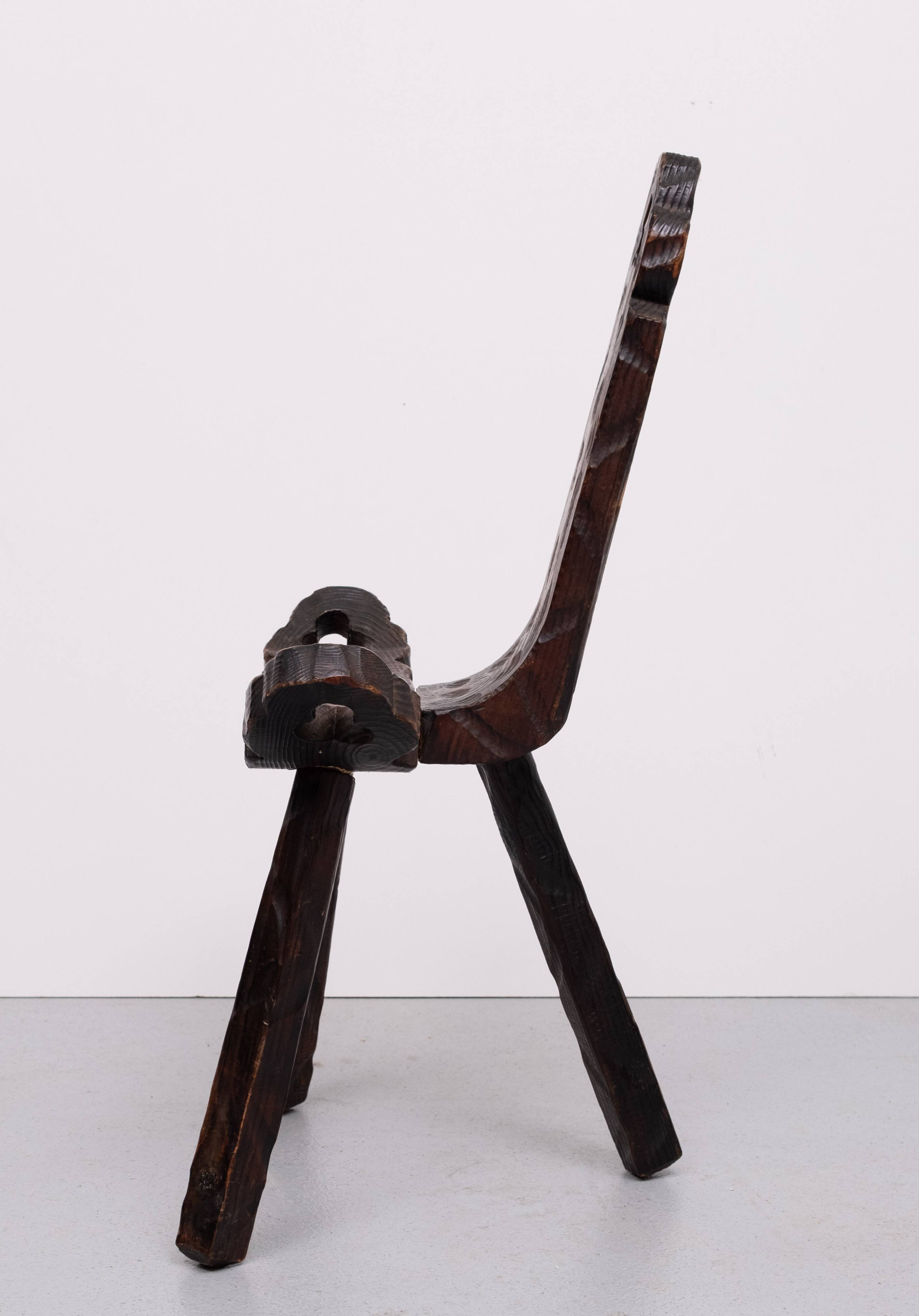 Brutalist tripod Spanish stool 1950s