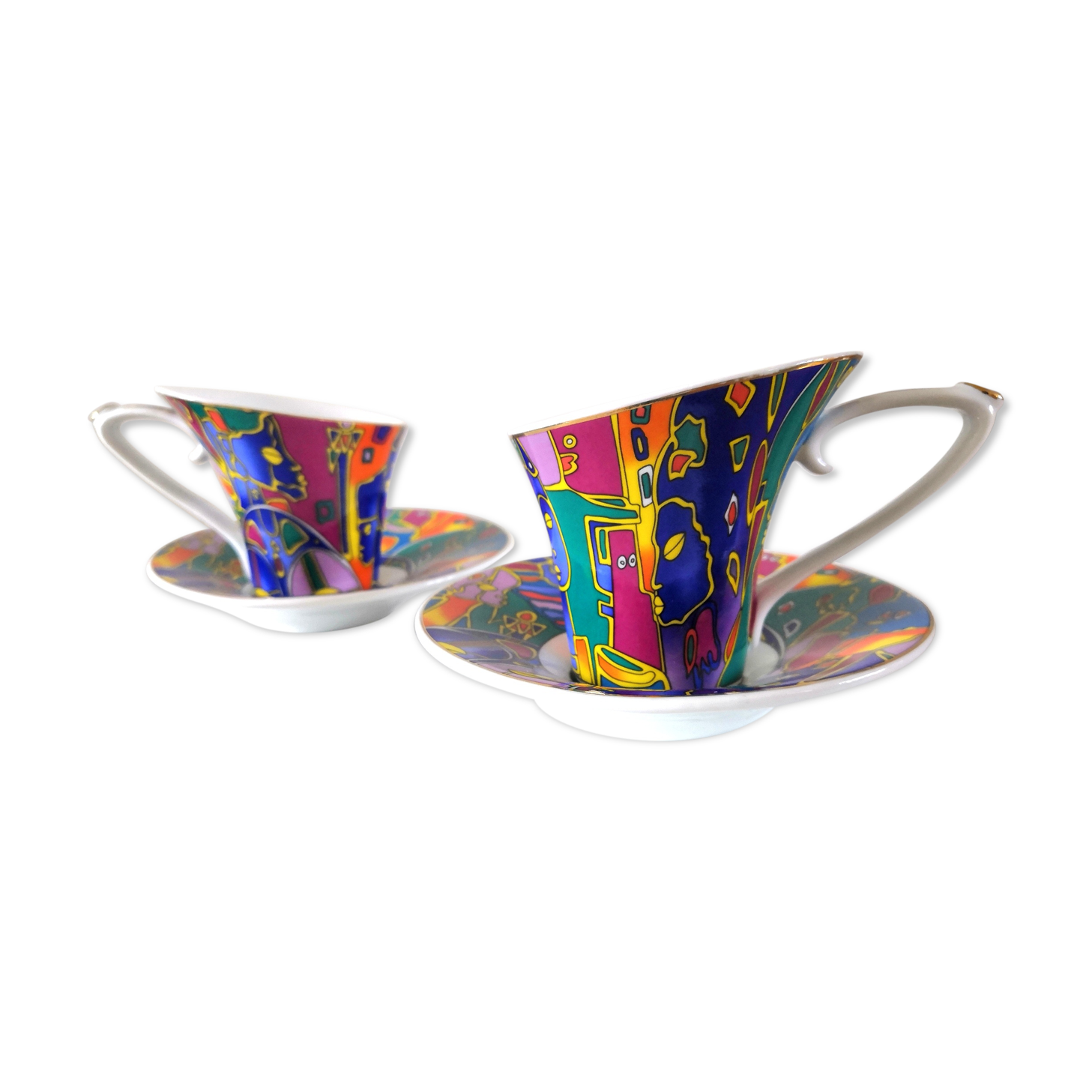 Paire de tasses et soucoupes design so french, décor du galion