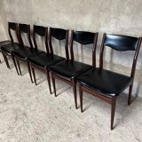Series Set of 6 vintage Scandinavian rosewood chairs from the 1960s
