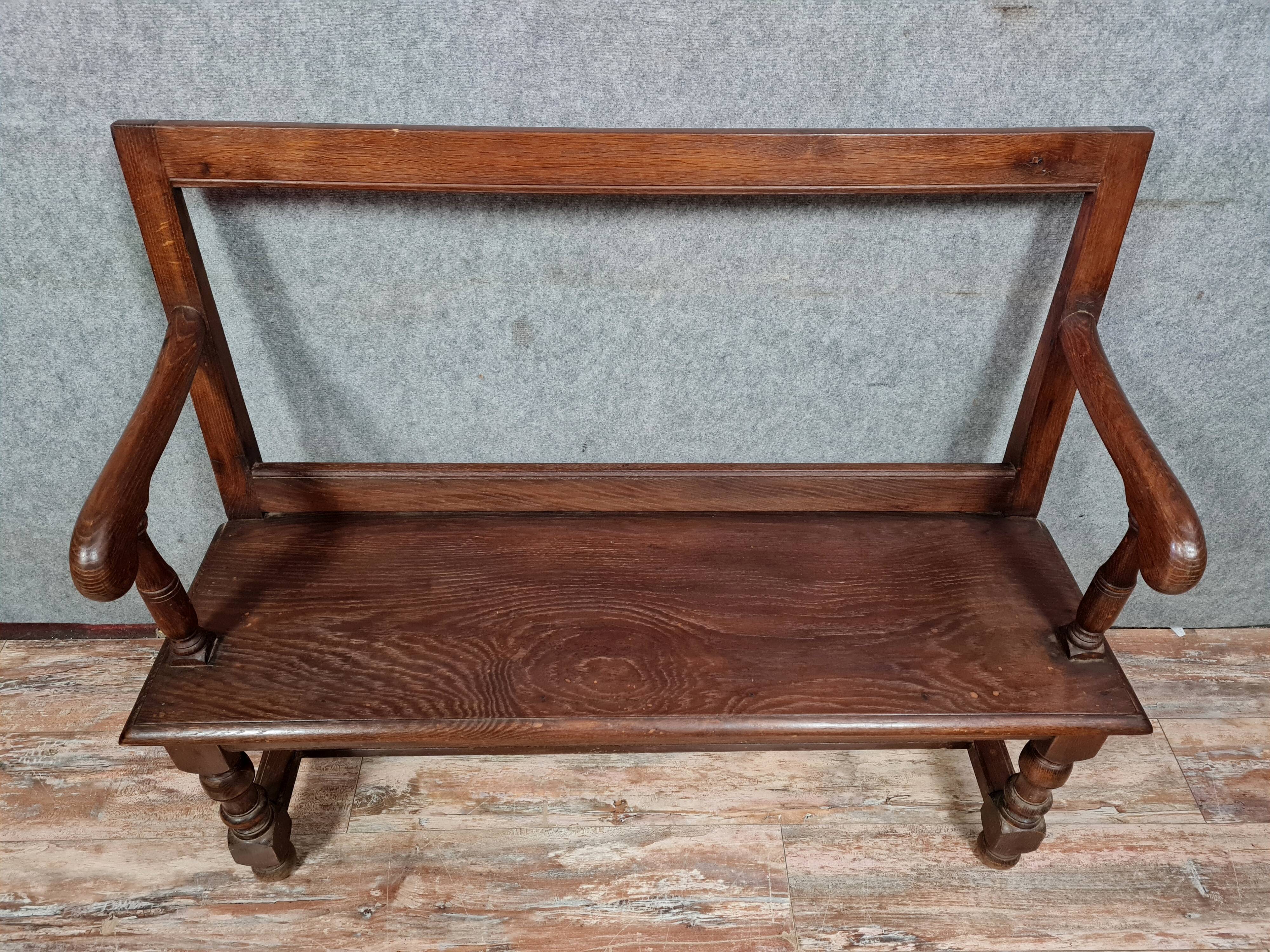 Bench with openwork back Louis XIII style nineteenth century oak