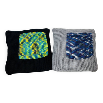 Pair of vintage crochet cushions, 1970s